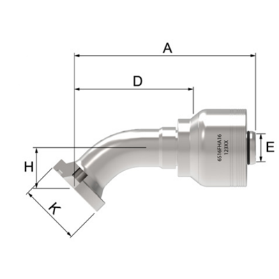 6S SPIRAL HOSE FITTING, C.62 45 Deg.