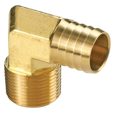 BRASS MALE NPT X BARB 90° ELBOW FITTING